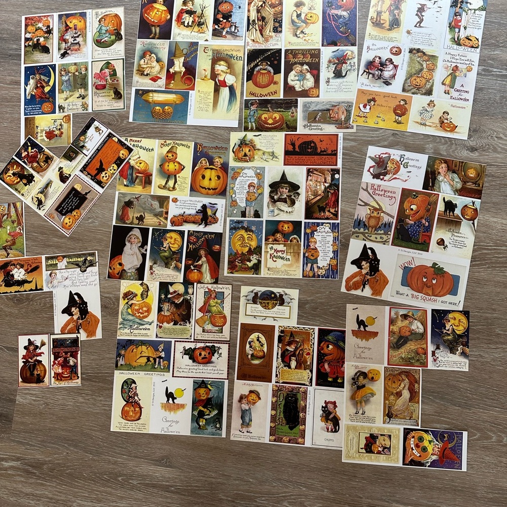 Vintage Halloween images /scrapbooking/ Greeting Card kit pack / junk journaling